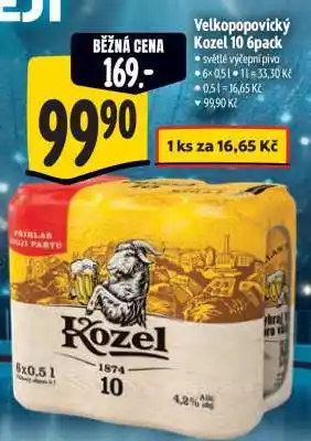 Albert Velkopopovický Kozel 10 – 6pack nabídka