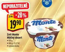 Albert Zott Monte Mléčný Dezert nabídka