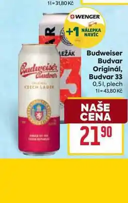 Billa Budweiser Budvar Originál, Budvar 33 0,51, plech nabídka