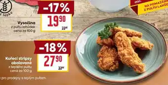 Billa Kuřecí stripsy obalované z teplého pultu cena za nabídka