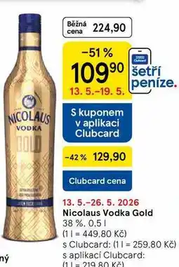 Tesco Nicolaus Vodka Gold 38% nabídka