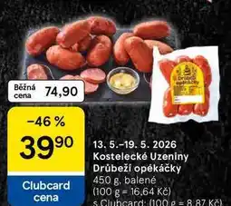 Tesco Kostelecké Uzeniny Drůbeží opékáčky, 450 g, balené nabídka