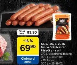 Tesco Tesco Grill Master Párečky na gril, 270 g, více druhů nabídka