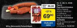Tesco Tesco Papriková klobása, 360 g, balená nabídka