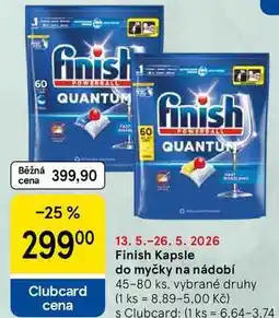 Tesco Finish Kapsle do myčky na nádobí, 45-80 ks, vybrané druhy nabídka