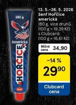 Tesco Senf Hořčice americká, 180 g, více druhů nabídka