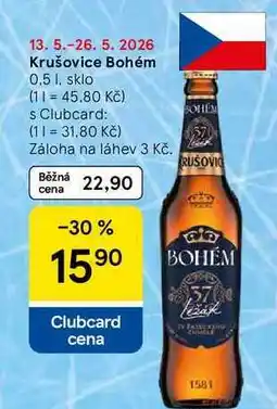 Tesco Krušovice Bohém, 0.5 l, sklo nabídka