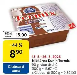 Tesco Mlékárna Kunín Termix, 90 g, více druhů nabídka