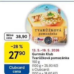 Tesco Gurmán Klub Tvarůžková pomazánka nabídka