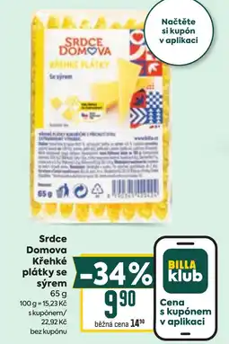 Billa Srdce Domova Křehké plátky se sýrem nabídka