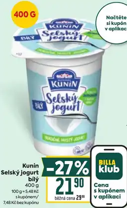 Billa Kunín Selský jogurt bílý nabídka