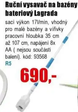 EVA Ruční vysavač na bazény bateriový Lagrada nabídka