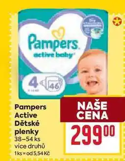 Billa Pampers Active Dětské plenky 38-54 ks nabídka