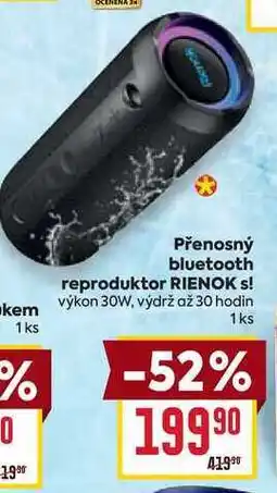 Billa Přenosný bluetooth reproduktor RIENOK s! 1 ks nabídka