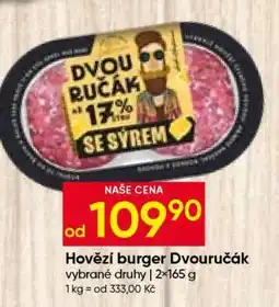 Hruška Hovězí burger dvouručák nabídka