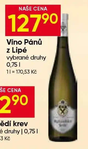 Hruška Víno Pánů z Lipé nabídka
