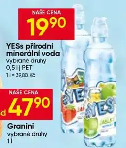 Hruška Yess přírodní minerální voda nabídka