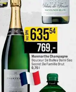 Jip Monmarthe Champagne Douceur De Bulles Demi Sec Secret De Famille Brut nabídka