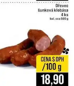 Jip Dřevec šunková klobása 4 ks bal. cca 590 g 100g nabídka