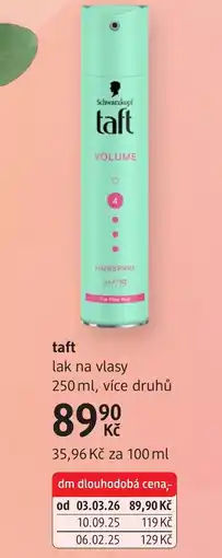 dm drogerie Taft lak na vlasy nabídka