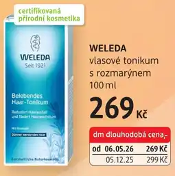 dm drogerie WELEDA vlasové tonikum s rozmarýnem nabídka