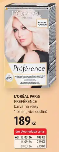 dm drogerie L'ORÉAL PARIS PRÉFÉRENCE barva na vlasy nabídka