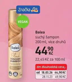 dm drogerie Balea suchý šampon nabídka