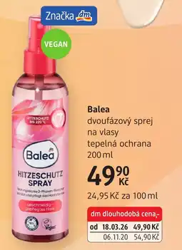 dm drogerie Balea dvoufázový sprej na vlasy tepelná ochrana nabídka