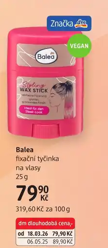 dm drogerie Balea fixační tyčinka na vlasy nabídka
