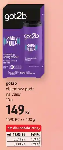 dm drogerie Got2b objemový pudr na vlasy nabídka