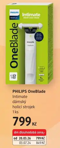 dm drogerie PHILIPS OneBlade Intimate dámský holicí strojek nabídka