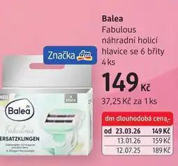dm drogerie Balea Fabulous náhradní holicí hlavice se 6 břity nabídka
