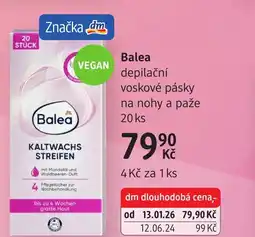 dm drogerie Balea depilační voskové pásky na nohy a paže nabídka