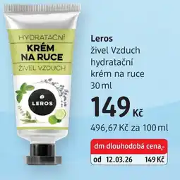 dm drogerie Leros živel Vzduch hydratační krém na ruce nabídka
