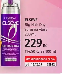 dm drogerie ELSEVE Big Hair Day sprej na vlasy nabídka