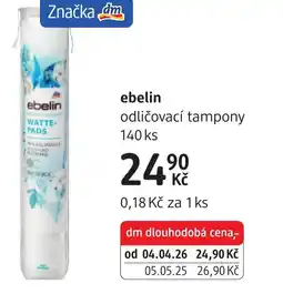 dm drogerie Ebelin odličovací tampony nabídka