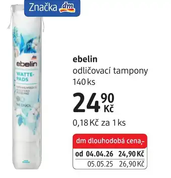 dm drogerie Ebelin odličovací tampony nabídka