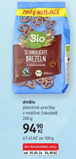 dm drogerie DmBio pšeničné preclíky v mléčné čokoládě nabídka