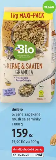 dm drogerie DmBio ovesné zapékané müsli se semínky nabídka