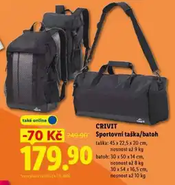 Lidl CRIVIT SPORTOVNÍ TAŠKA/BATOH nabídka