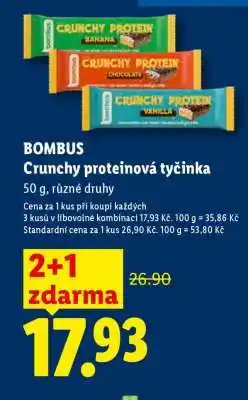 Lidl Bombus Crunchy Proteinová tyčinka nabídka