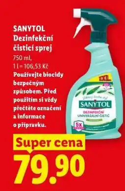 Lidl SANYTOL DEZINFEKČNÍ ČISTICÍ SPREJ nabídka
