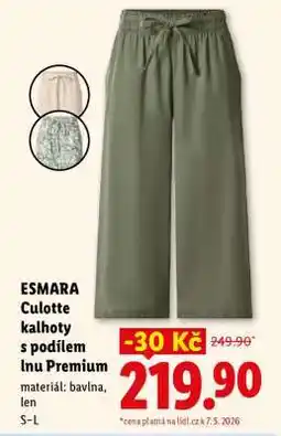 Lidl ESMARA Culotte kalhoty s podílem lnu Premium nabídka