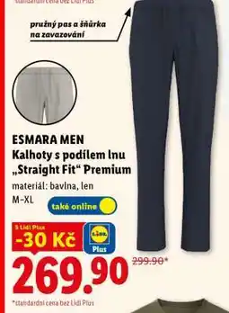 Lidl ESMARA MEN Kalhoty s podílem lnu „Straight Fit“ Premium nabídka