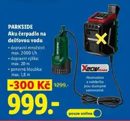 Lidl PARKSIDE AKU ČERPADLO NA DEŠŤOVOU VODU nabídka