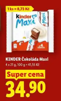 Lidl Kinder čokoláda Maxi nabídka