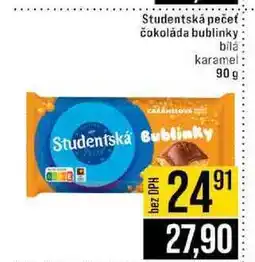 Jip Studentská pečeť čokoláda bublinky bila karamel nabídka