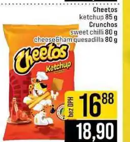 Jip Cheetos ketchup 85 g Crunchos Sweet chilli 80 g cheese&ham quesadilla 80 g nabídka