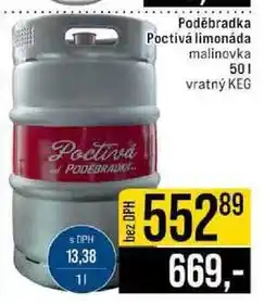 Jip Poděbradka Poctivá limonáda malinovka nabídka