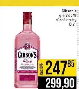 Jip Gibson's gin 37,5% různé druhy nabídka